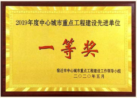 2019年度中心城市重點工程建設先進單位一等獎